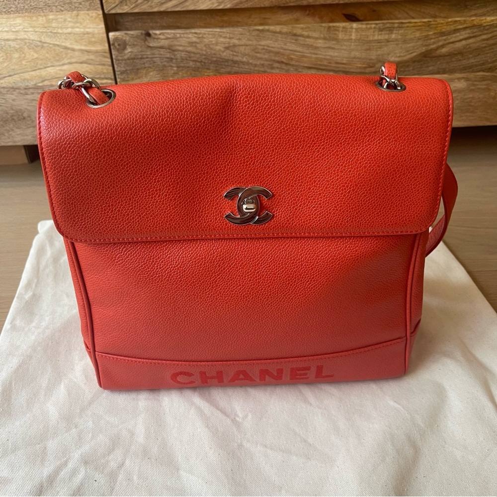 Chanel Orange Logo Shoulder Bag